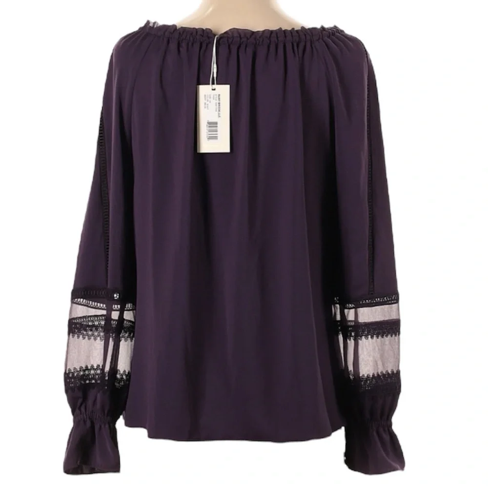 NWT RAMY BROOK Long Sleeve On Off Shoulder Lace & Ruffle Blouse Size X-Small - Picture 3 of 5